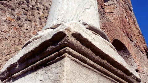 Tracking shot on a marble column in a villa on the ancient Appian way Stock Footage 90117357