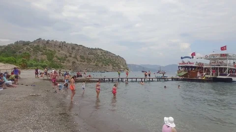 Tracking shot, Marmaris beach Stock Footage 80841396