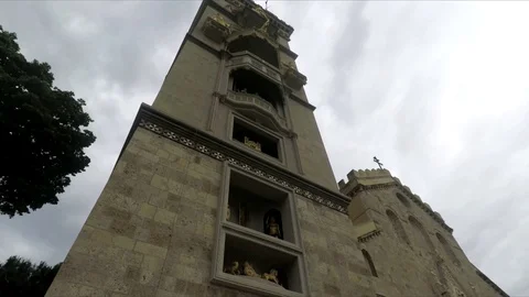Tracking shot of the Messina astronomical clock and tower Stock Footage 116452684