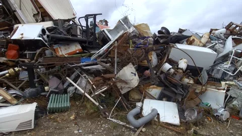 Tracking shot of metal garbage 4K Stock Footage 142393824
