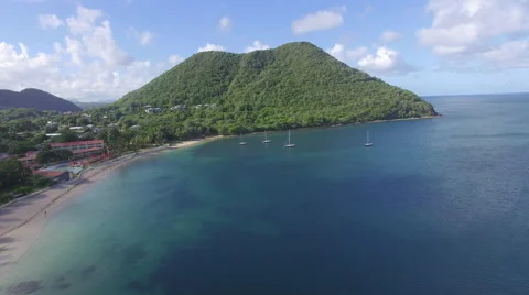 Tracking shot of mountain and coast line in St Lucia Stock Footage 61833054