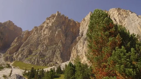 Tracking shot from  mountain pine to Forcelles Stock-Footage 79886453