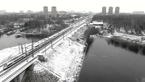 Tracking shot the movement of a high-speed passenger train Video stock 144323953