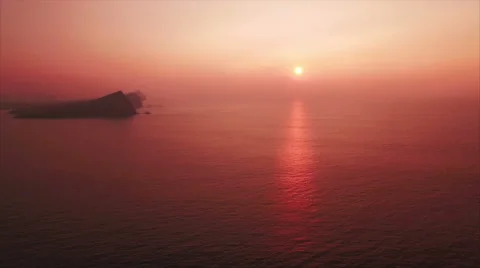 Tracking shot of ocean during sunset Stock Footage 63628271