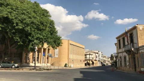 Tracking Shot in Old Nicosia. Severios Library Video stock 90881685