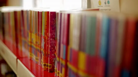 Tracking Shot Past Library Books Stock-Footage 44250786