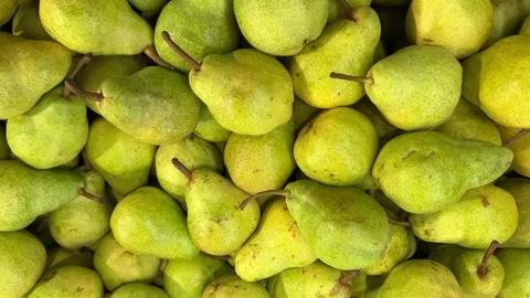 Tracking shot on pears in crates in top view Stock Footage 300997195