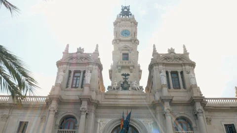 Tracking shot on the post office building in Valencia, Spain Video stock 92301421