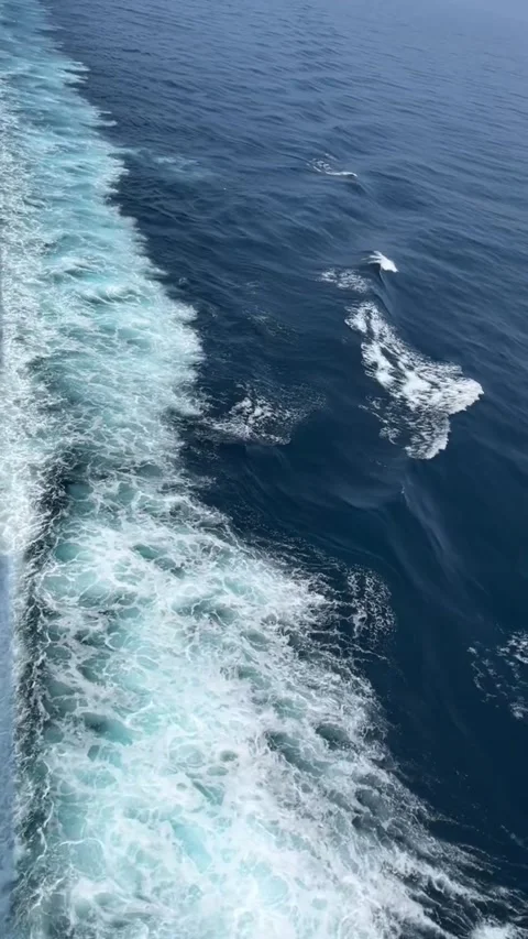 Tracking shot powerful ocean waves crashing in smooth motion HD Vidéo 333605309