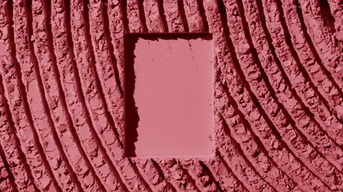 Tracking shot of red powder with rectangular texture Video stock 335432907