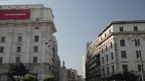 Tracking shot in Revolution Square, Bucharest Stock Footage 69202555