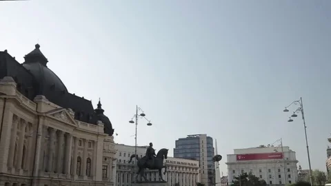 Tracking shot in Revolution Square, Bucharest (III) Stock Footage 69202592