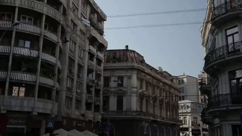 Tracking shot in Revolution Square, Bucharest Stock Footage 69202988