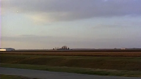 Tracking shot right to left of farm houses Stock Footage 29804239