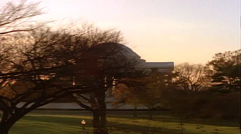 Tracking shot right to left of Jefferson Monument in sunset Stock Footage 29804685
