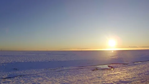 Tracking shot right rear side view camera moves fast in an empty snowy landscape Stock Footage 95195845
