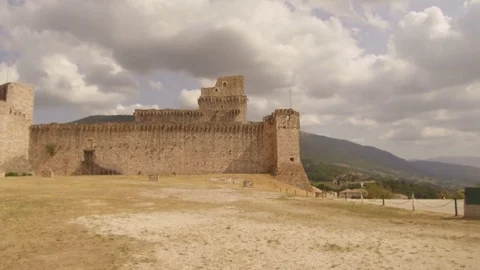 Tracking shot Rocca Maggiore, Assisi Stock Footage 82119298
