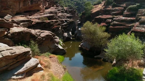 Tracking Shot of Rocky Valley Stock Footage 166727694