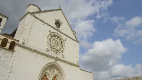 Tracking shot on rose window, Assisi Stock Footage 82071929