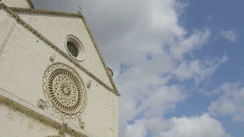 Tracking shot on rose window, Assisi Stock Footage 82122336