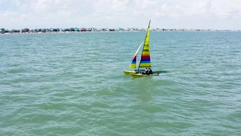 Tracking shot of a sailboat Stock Footage 202053953