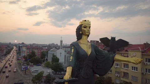 Tracking Shot Saint Sofia Statue Sofia Bulgaria Stock Footage 159552440