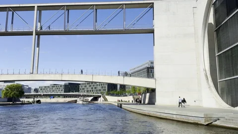 Tracking shot shows modern architecture of German Bundestag in Berlin Stock-Footage 341526283
