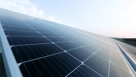 Tracking Shot of Solar Panels at Charanka Solar Park Gujarat India 03 Stock Footage 340559667