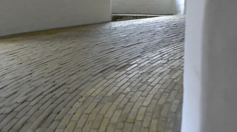 Tracking shot of stone floor ramp in Rundetaarn, round tower 스톡 동영상 65001657