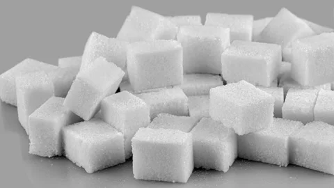 Tracking shot of sugar cubes Stock Footage 135218813