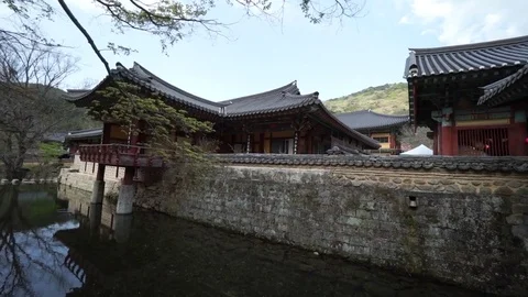 Tracking shot of temple in Suncheon Stock Footage 78670641
