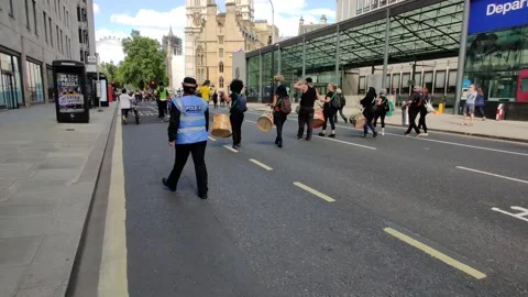 TRACKING SHOT THROUGH BLACK LIVES MATTER CROWDS LONDON, 4K Stock Footage 133205871