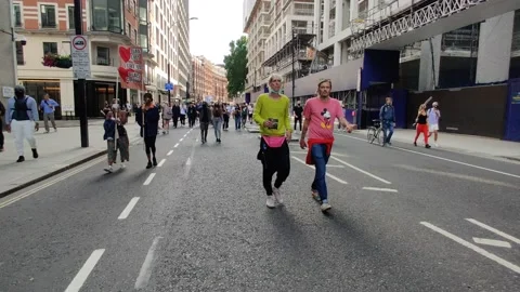 TRACKING SHOT THROUGH BLM CROWD AT BLACK LIVES MATTER MARCH LONDON, 4K Stock Footage 133204762
