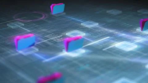 Tracking shot through digital data network of a cloud hard disk 스톡 동영상 282429275