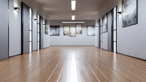Tracking shot through office hallway Видео 166533606