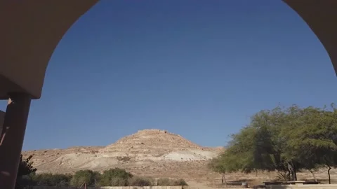 Tracking shot towards the entry of Ovdat Stock Footage 145390983