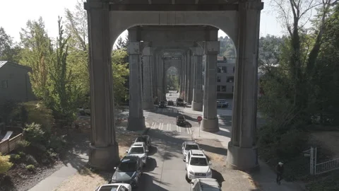Tracking shot under the Aurora Bridge Stock Footage 317752623