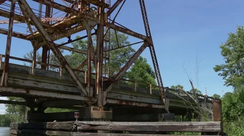 Tracking shot under old drawbridge Stock-Footage 54885093