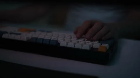 Tracking shot of unrecognizable programmer male coding software typing on Stock Footage 263237291