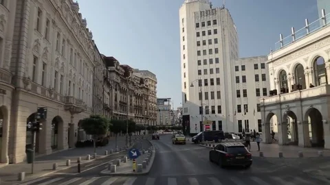Tracking shot on Victory Road, Bucharest (II) Stock Footage 69197026