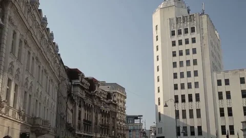 Tracking shot on Victory Road, Bucharest (III) Stock Footage 69202565