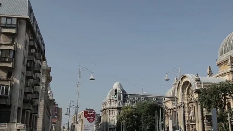 Tracking shot on Victory Road, Bucharest (IV) Stock Footage 69202989