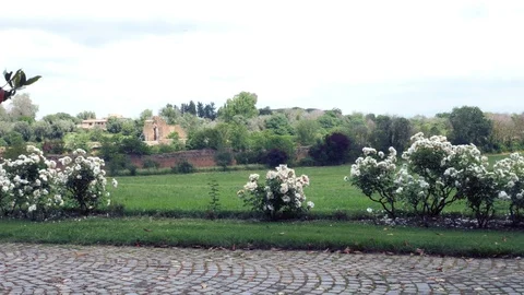 Tracking shot on the villa of Maxentius, ancient Appia Stock Footage 90131548