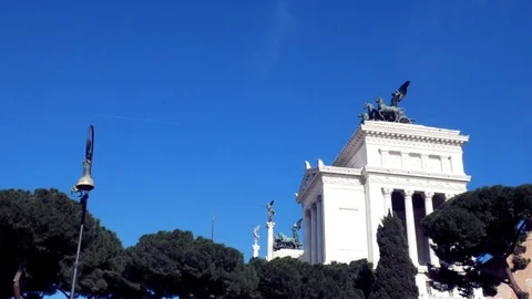 Tracking shot on Vittoriano's monument from behind, Piazza Venezia, Rome Stock Footage 88315440
