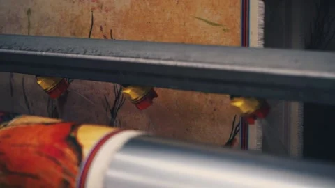 Tracking shot of water sprayers in printing machine Stock Footage 135160878