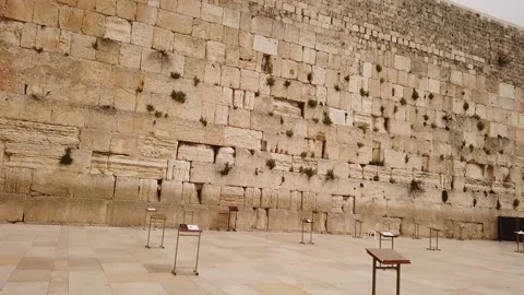 Tracking shot into the western wall in Jerusalem Stock Footage 145391347