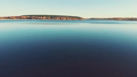 Tracking shot of wide river Stock Footage 93145108