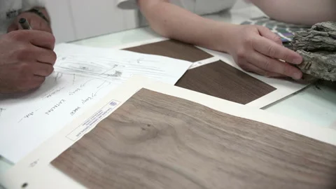 Tracking Shot of Working Graphic Designers Inspired by the Nature, Tree Trunk Stock Footage 167570100