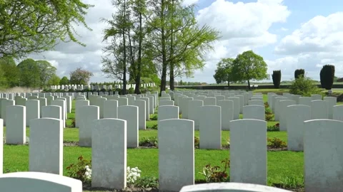 Tracking Shot of World War 1 Graves Stock Footage 142628874