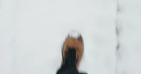 Tracking shots of steps in deep snow. Stock Footage 328597367